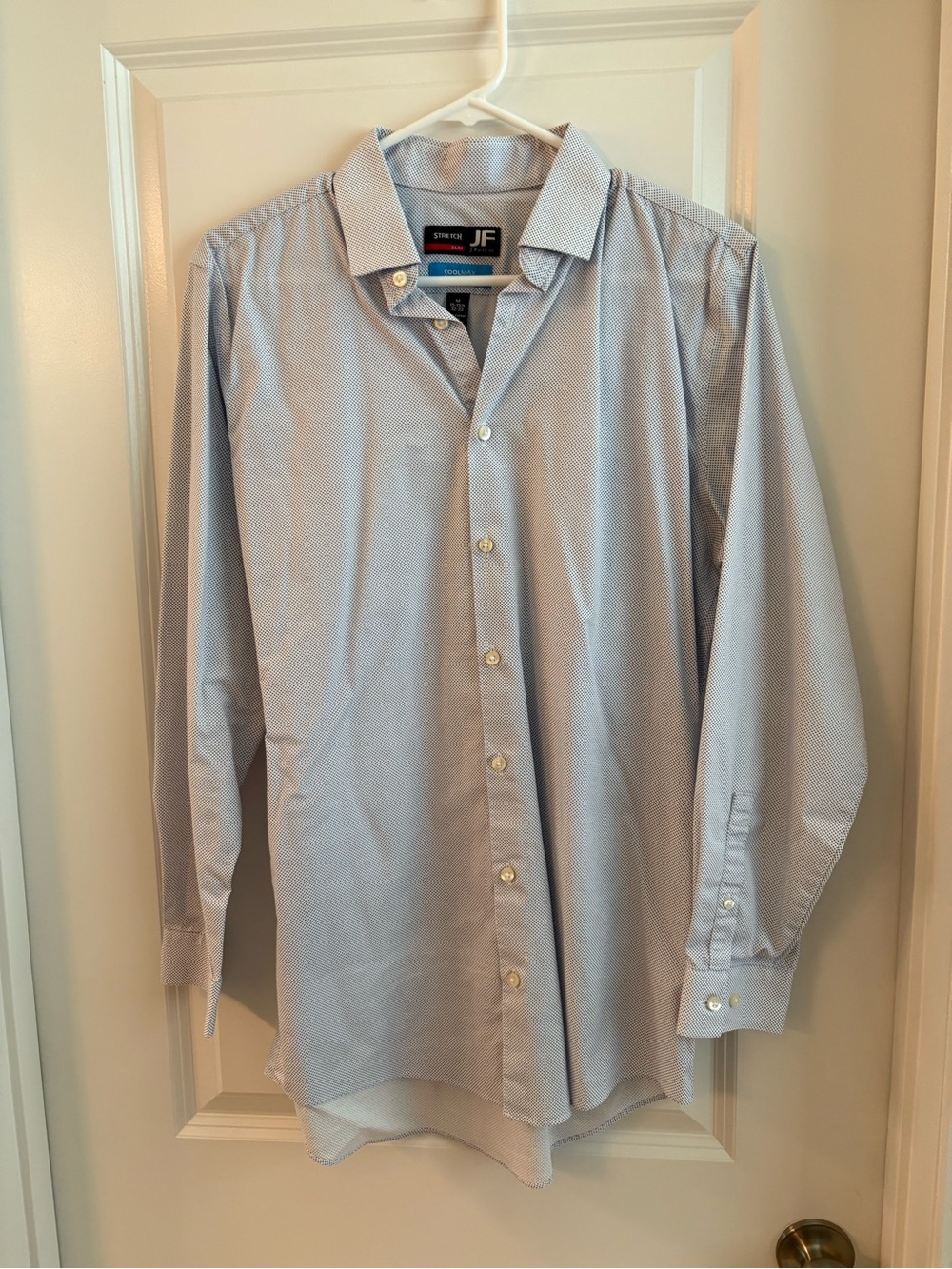jf j.ferrar Light Blue Mens Dress Shirt - Subtle Micro-Pattern